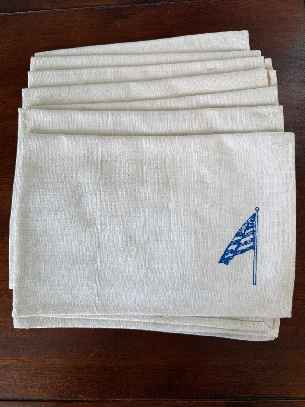 Vintage Ralph Lauren ivory and navy American flag napkins - 7 total